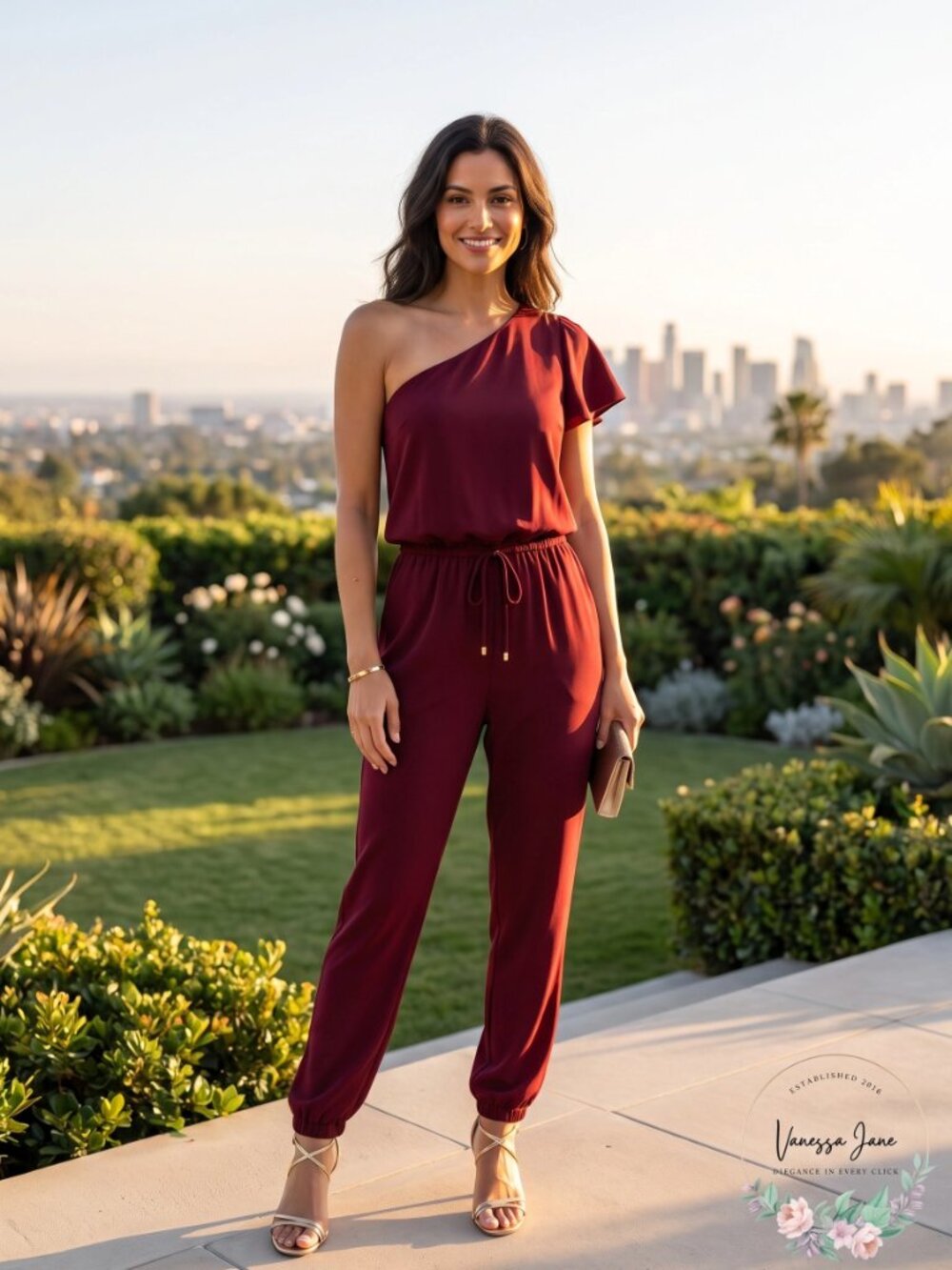 Ralph Lauren Twill One-Shoulder Jumpsuit, Size 10